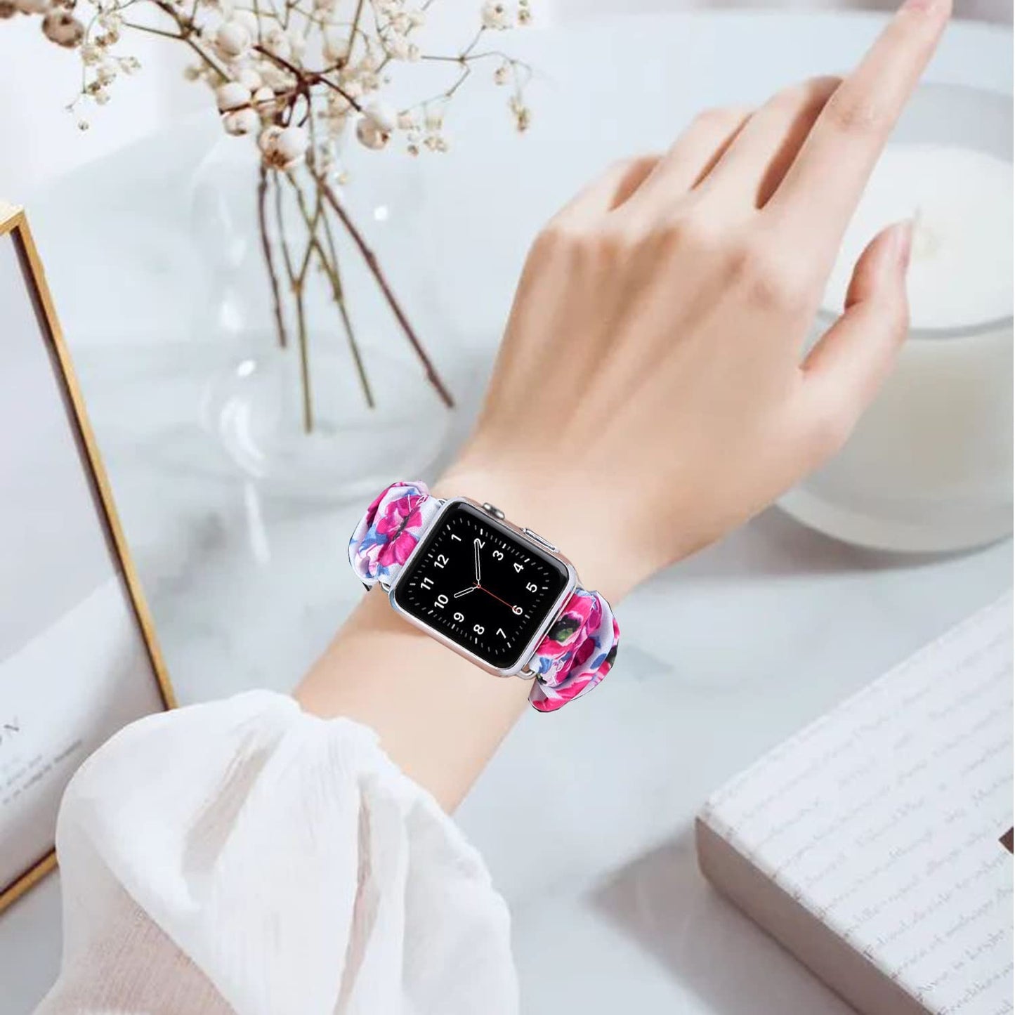 Scrunchie Watch Bands for Women Compatible with Apple Watch 38Mm 40Mm 41Mm 42Mm 44Mm 45Mm, Elastic Scrunchy Replacement Band Soft Stretchy Band for Iwatch Series 7/6/5/4/3/2/1/SE  DKGKOO   