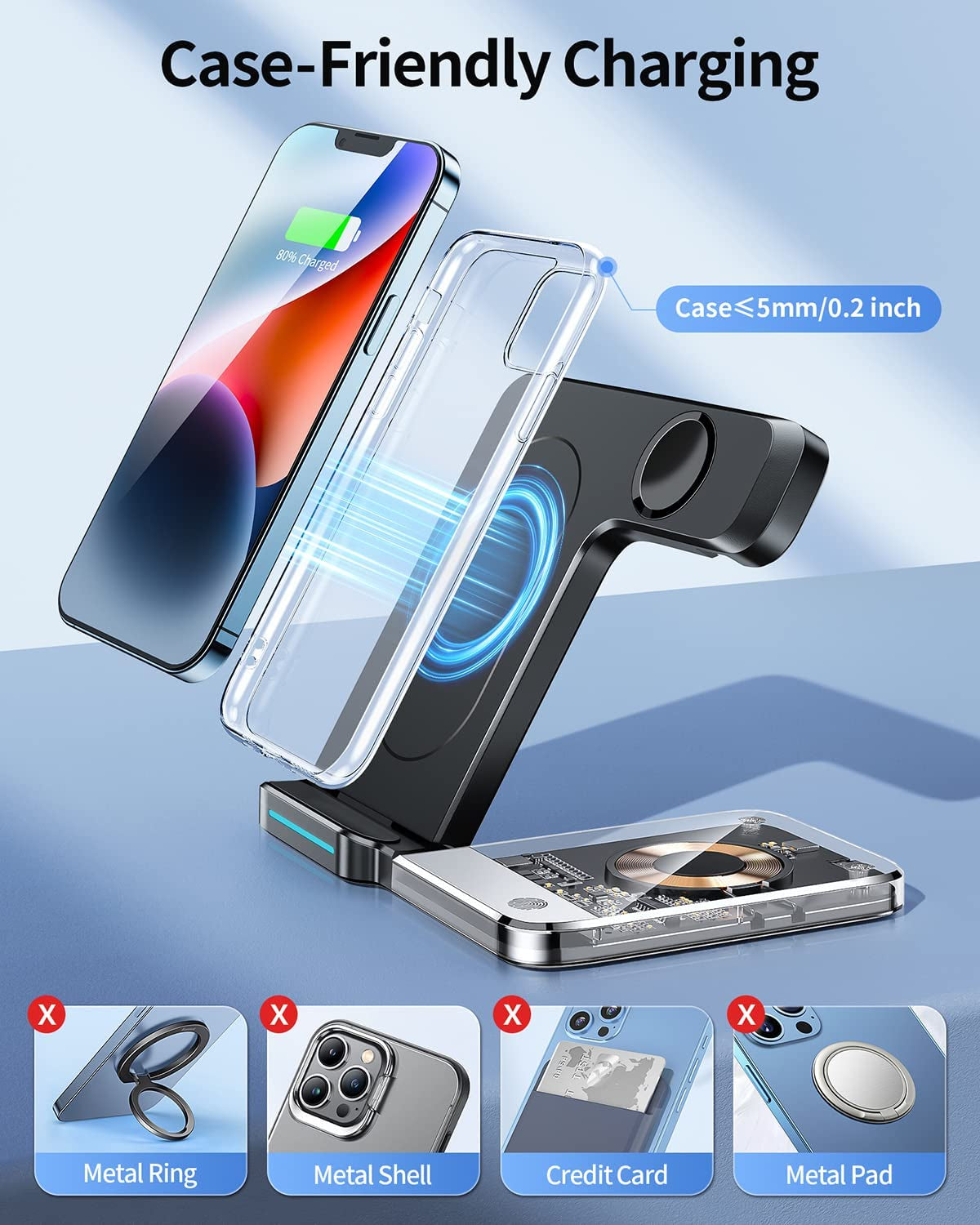 𝟮𝟬𝟮𝟯 𝗡𝗲𝘄 Wireless Charger 3 in 1,Wireless Charging Station, Fast Charger Stand for Multiple Devices Apple Iphone 14/13/12/11/Pro/Max/Xs/Xr/X/8/Plus, for Iwatch 7/6/5/4/3/2/SE, Airpods 3/2/Pro  VENTU   