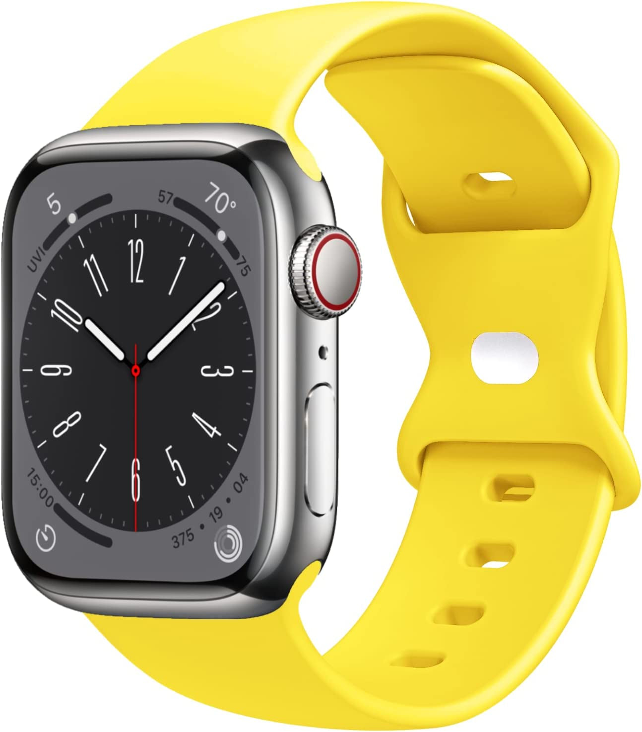 STG Sport Watch Band Compatible with Apple Watch Band 38Mm 40Mm 41Mm 42Mm 44Mm 45Mm 49Mm, Soft Silicone Replacement Sport Strap Compatible for Iwatch Ultra SE Series 8/7/6/5/4/3/2/1 (42Mm/44Mm/45Mm/49Mm, Klein Blue)  STG Yellow 42mm/44mm/45mm/49mm 