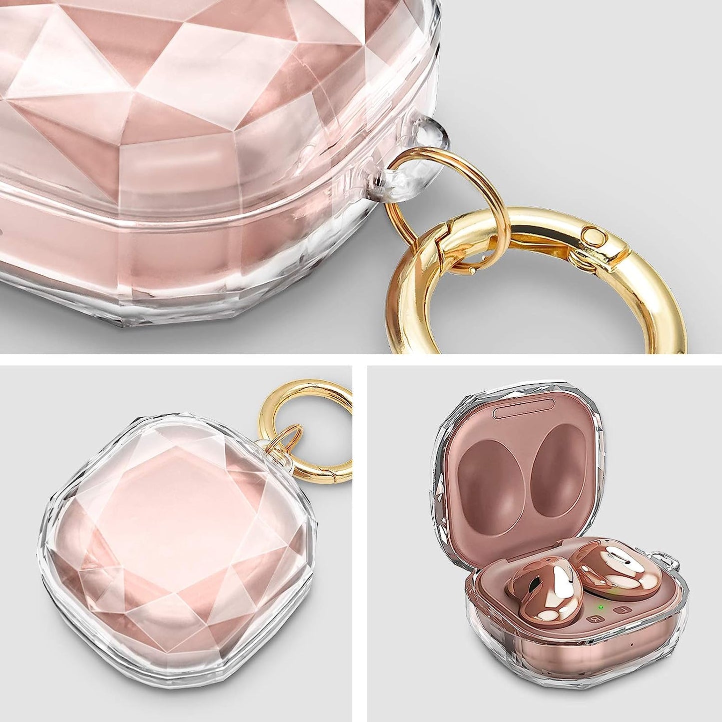 Newseego Protective Case Compatible with Samsung Galaxy Buds 2 (2021)/Galaxy Buds Pro Case/Galaxy Buds Live Case Cover (2020) with Carabiner Keychain Hard PC Shockproof Drop Protective Cover- Clear  Newseego   