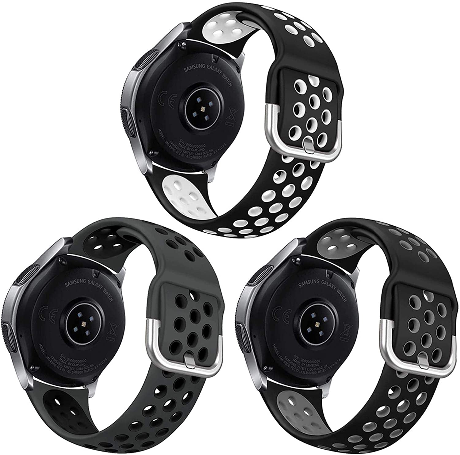 NAHAI 3 Pack Sport Bands Compatible with Samsung Galaxy Watch 46Mm/Gear S3 Frontier for Men Women, 22Mm Watch Band Silicone Quick Release Rubber Replacement Strap for Galaxy Watch 3 LTE (45Mm)  NAHAI   