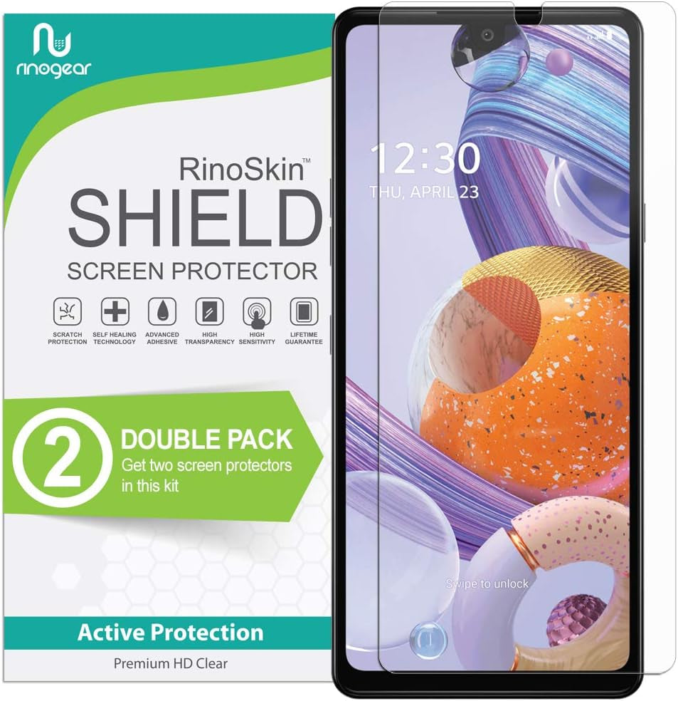 Rinogear (2-Pack Screen Protector for LG G7 Thinq (6.1" - Inch) Screen Protector Case Friendly Accessories Flexible Full Coverage Clear TPU Film  RinoGear 6.8" In.  
