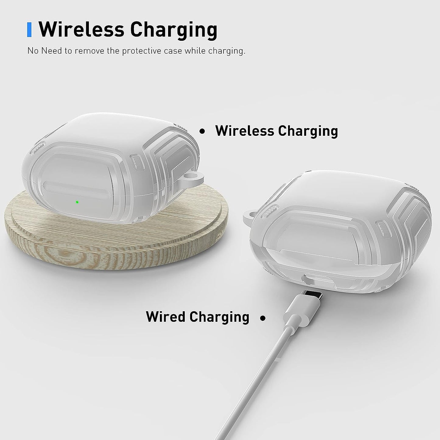 Valkit Compatible Beats Fit Pro Case Cover, Full Body Shockproof Military Shell Cool Protective Cover Skin with Keychain Men Women for New Beats Fit Pro Earbuds 2021, White  VKT   