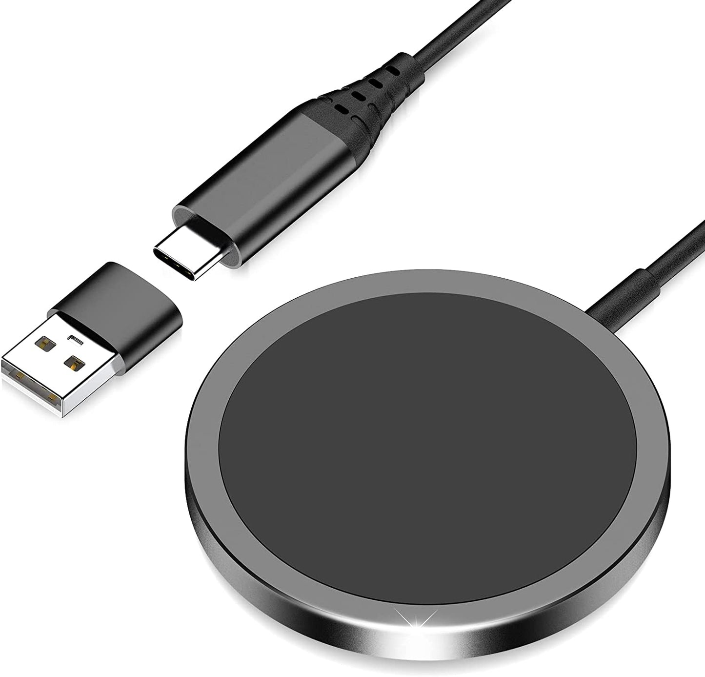 Compatible with Magsafe Charger for Iphone 14 - Mag Safe Magnetic Wireless Charger Pad for Iphone 14/14 Pro/14 Plus/14 Pro Max/13/13 Pro/13 Pro Max/13 Mini/12,[1 X USB C to USB Adapter][No AC Adapter]  YLLZI Black  