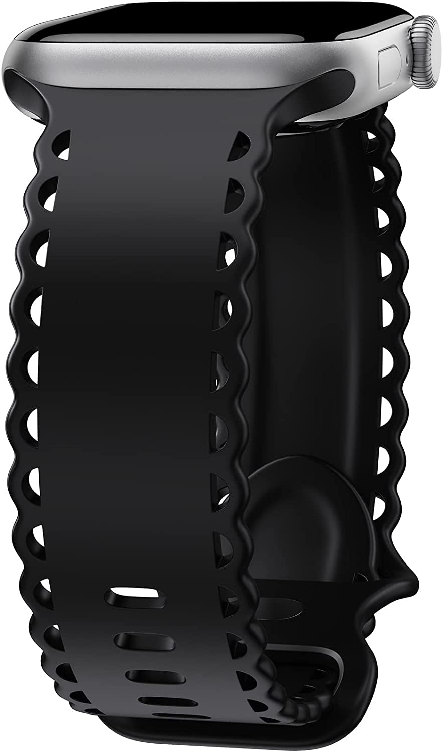 Upfurmach Compatible with Apple Watch Band 41Mm 40Mm 38Mm 49Mm 45Mm 44Mm 42Mm Women Girl, Rose Floral Print Lace Hollow-Out Soft Silicone Sport Bands for Iwatch Ultra SE Series 8 7 6 5 4 3 2 1, Rosb-38  UpfurMach E-Black 41mm/40mm/38mm 