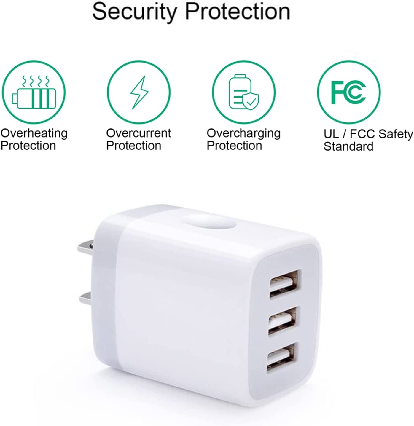 USB Wall Charger Adapter, 18W/3Amp Fast Multiple 3-Ports USB Plug Charger Block Cube Charger Box USB Brick Charging Base Compatible Iphone 14 13 12 11 Pro Max Xs XR X 8 7 6 Pad, Samsung, Android  Shenzhen Putuo Technology Co.,Ltd   