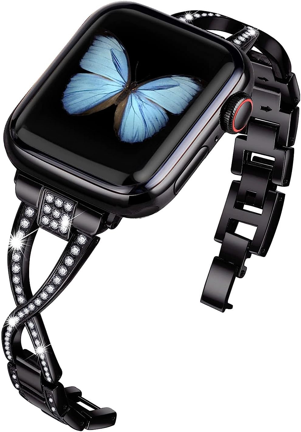 Jfdragon for Apple Watch Band 38Mm 40Mm 41Mm 42Mm 44Mm 45Mm 49Mm Ultra Women Series 8 7 6 5 4 3 2 1 SE Bling Metal Bracelet Iwatch Bands  JFdragon Black 42mm/44mm/45mm/Ultra 49mm 