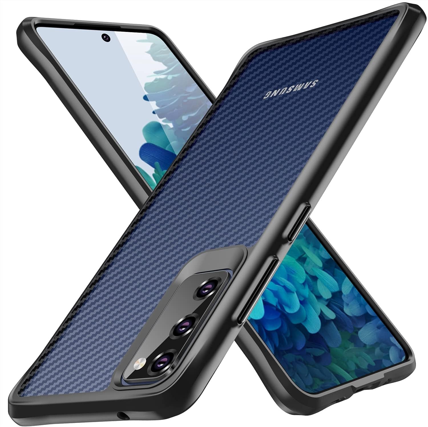 Rayboen Case for Samsung Galaxy S20 FE, Carbon Fiber Design [Military Grade Protection] Heavy Duty Shockproof Protective Case, Anti-Scratch Ultra Slim Cover for Galaxy S20 FE 5G, 6.5 Inch Black  Rayboen C- Translucent  