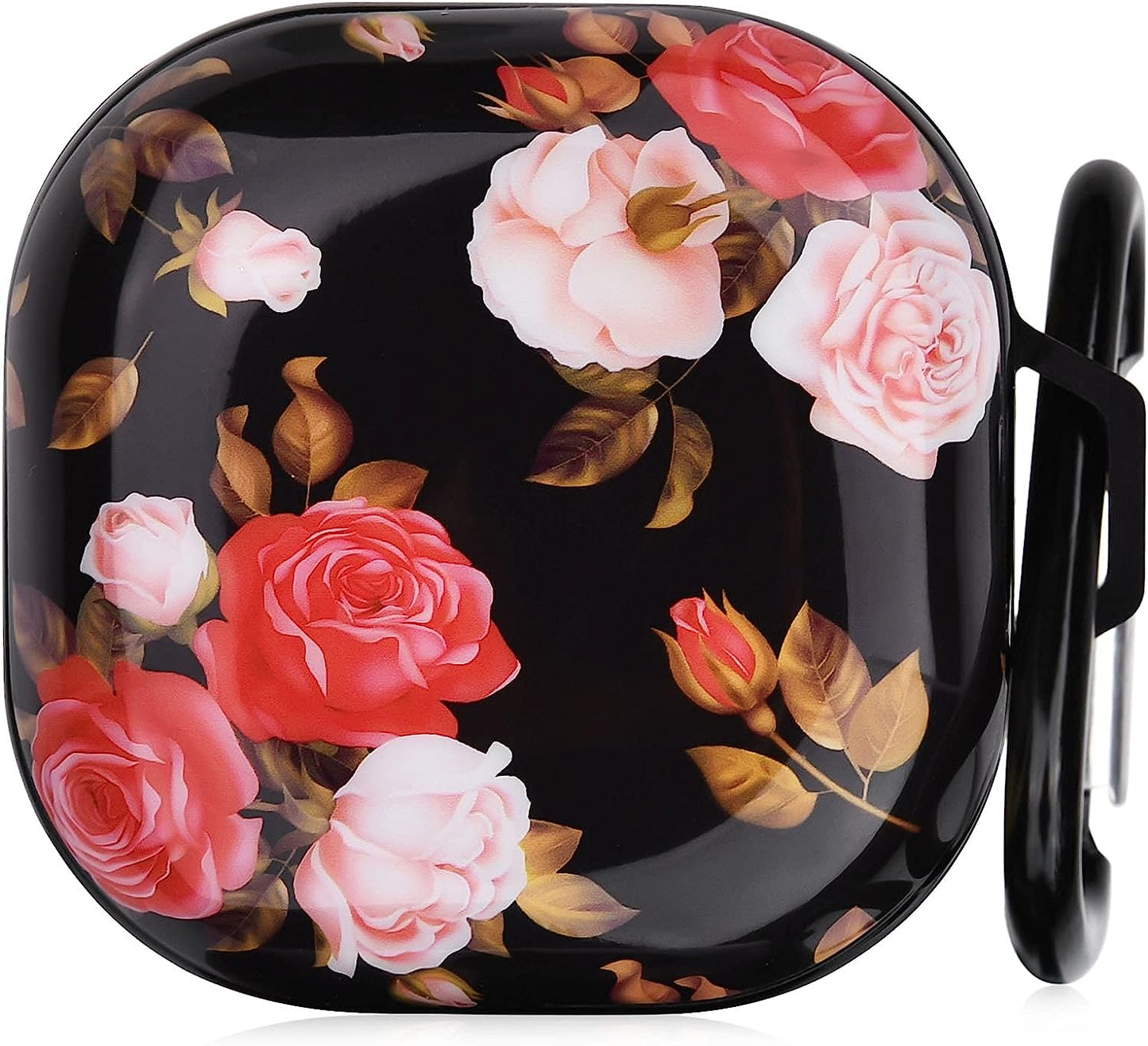 OLEBAND Galaxy Buds 2 Pro/Buds Live/Buds Pro/Buds 2 Case with Cute Pattern and Keychain Accessory,Hard Cover for Women and Girls,Colorful Marble  OLEB Red Rose  