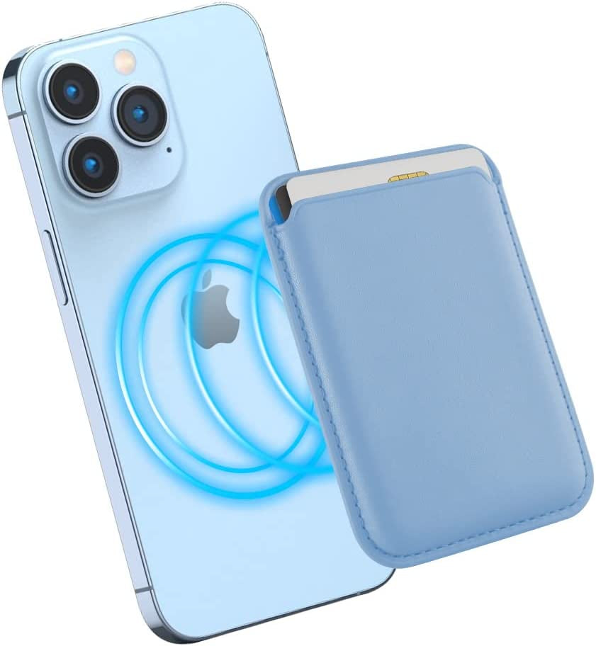 Magnetic Card Wallet Holder with Magsafe for Iphone 14 Pro Max/14 Plus/14 Pro/14, for Iphone 13 Pro Max/13 Pro/13/13 Mini, for Iphone 12/12 Pro/12 Max/12 Mini,Midnight  TWZKG Skyblue  