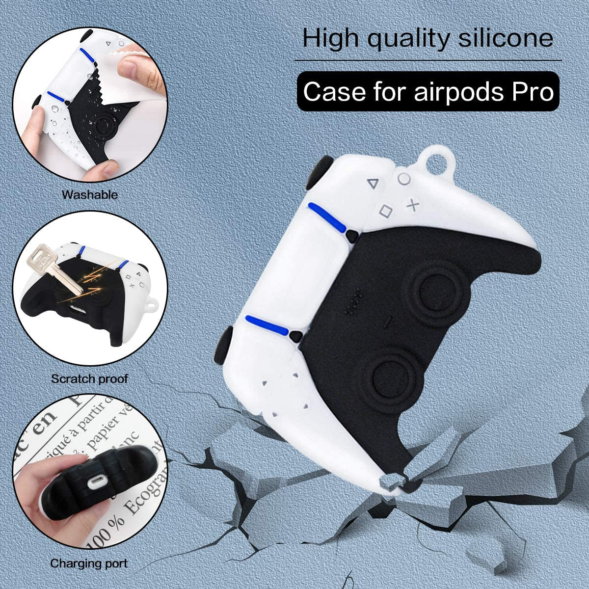 [2Pack]Game Controller Airpods Pro Case/Airpods Pro 2 Case, 3D Cute Fashion Cool Airpods Pro 2 Cover Case, Unique Stylish Funny Protective Skin Accessories Airpod Pro Silicone Case for Boys Girls Men  WQNIDE   