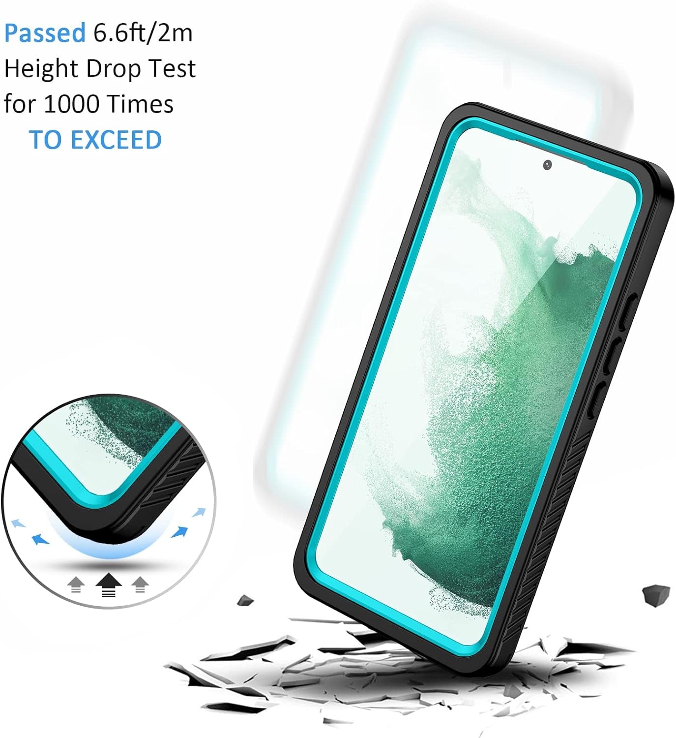 Lanhiem Samsung Galaxy S22+ plus Case, IP68 Waterproof Dustproof Shockproof Case with Built-In Screen Protector, Heavy Duty Full Body Protective Cover for Galaxy S22 plus 5G 6.6 Inch, Blue/Clear  Lanhiem   