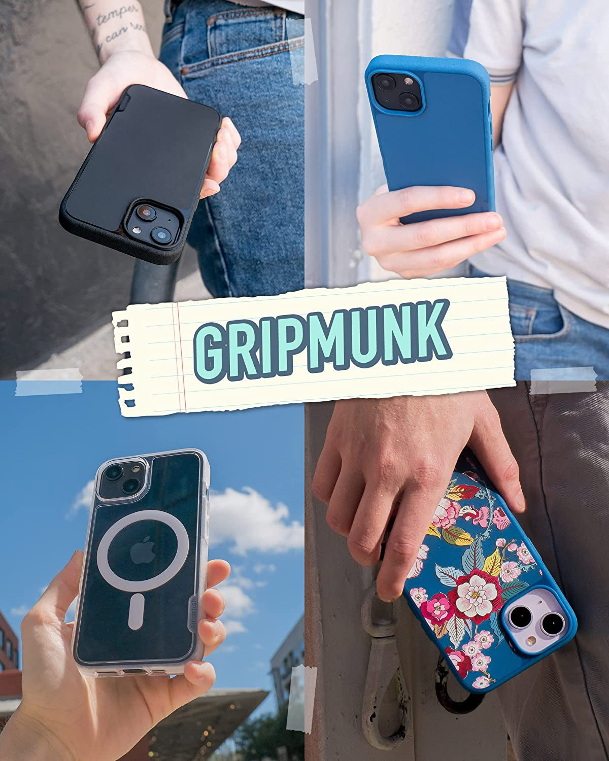 Smartish Iphone 14 Slim Case - Gripmunk Compatible with Magsafe [Lightweight + Protective] Thin Grip Cover with Microfiber Lining - Blues on the Green  Smartish   