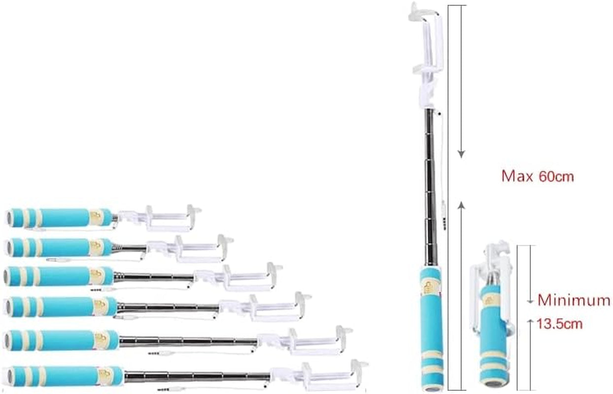 Vizgiz 2 Pack Selfie Stick Mini Monopod Portable Telescopic Extendable Handheld Phone Holder with Wired Control Shutter Switch for Iphone Smartphone Camera Video Andriod Cellphone with 3.5Mm Port  VizGiz   