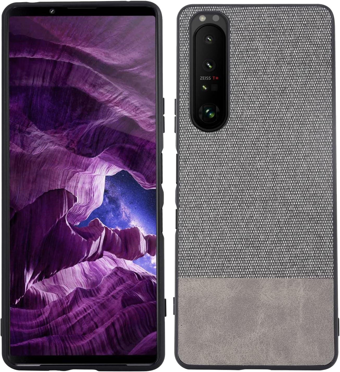 Compatible with Sony Xperia 1 III, Slim Business Casual Cloth Fabric Cover with TPU Interior Scratch Classic Durable Case for Sony Xperia 1 Iii-Splicing Black  XBS-Better Splicing Gray  