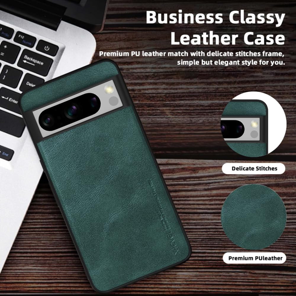 X-Level Google Pixel 8 Pro Case, Thin Slim Premium PU Leather Soft TPU Bumper Shockproof Protective Phone Cover for Google Pixel 8 Pro 2023 (Green)  X-level   