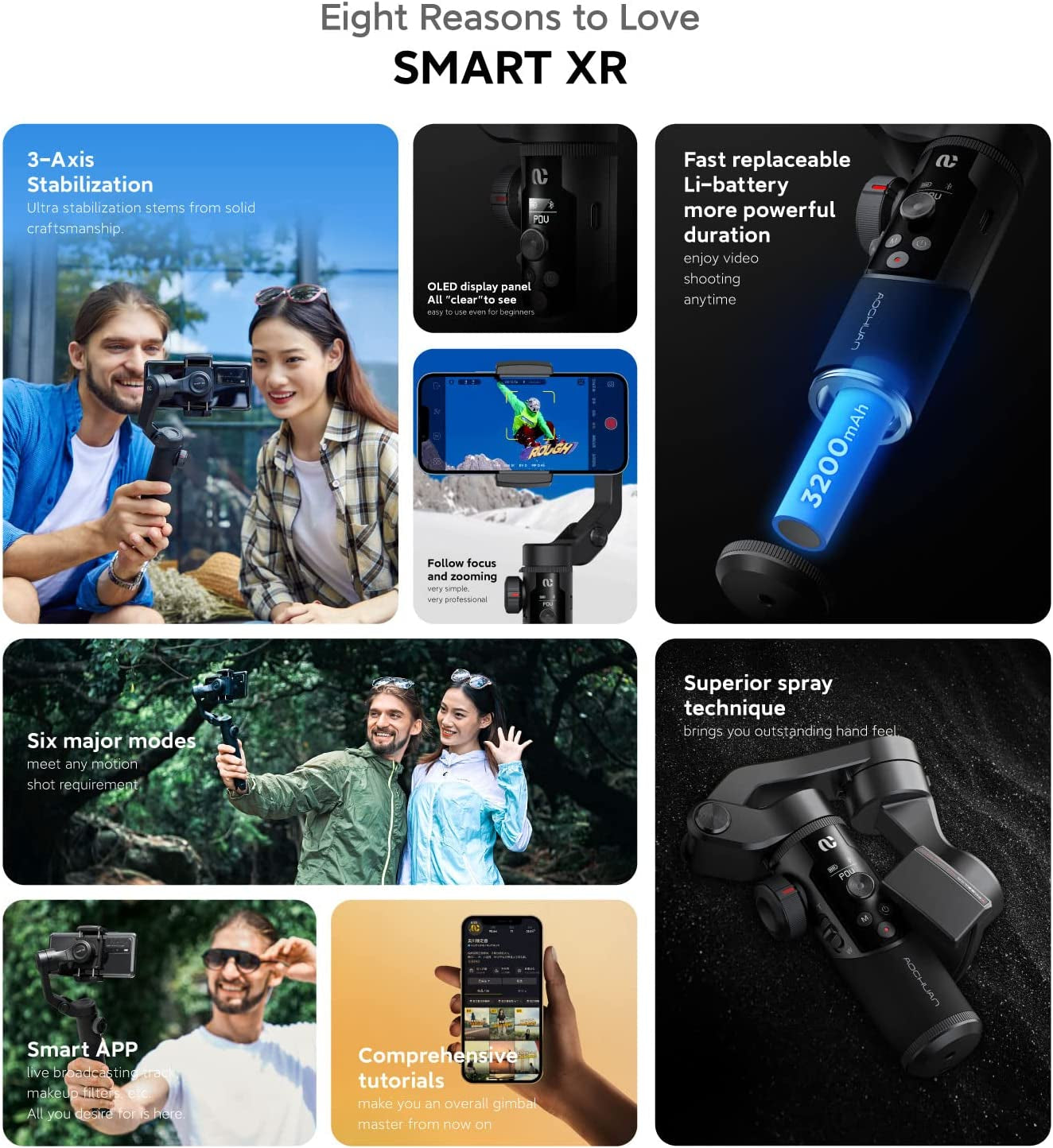 Gimbal Stabilizer for Smartphone and 73Cm Extension Rod  AOCHUAN   