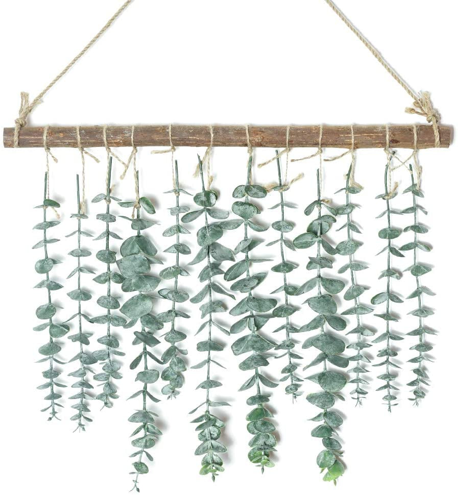 MEET ROSE Bathroom Decor Artificial Eucalyptus Wall Hanging Decor-Fake Eucalyptus Leaves Greenery Farmhouse Rustic Wall Hanging for Wedding，Bedroom，Kitchen，Nursery,Party Boho Home Decorations（Green）  MEET ROSE   