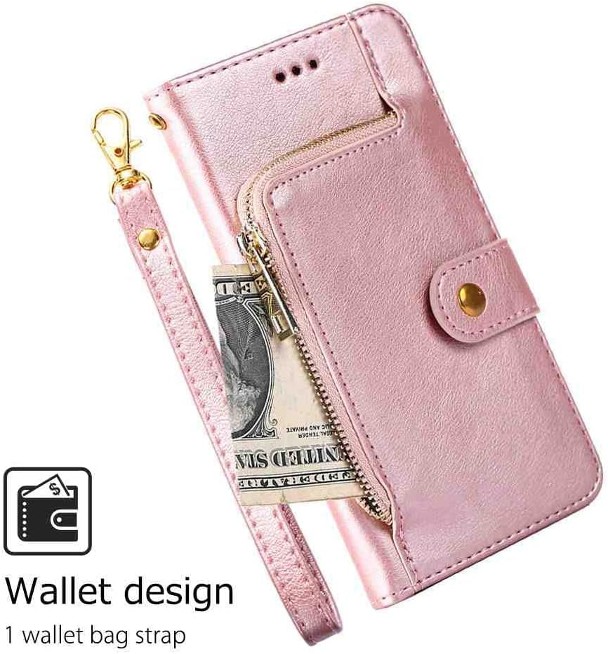 Mojiery Phone Cover Zipper Wallet Folio Case for LG V40 THINQ, Premium PU Leather Slim Fit Cover for V40 THINQ, 1 Photo Frame Slot, 3 Card Slots, Dirt-Proof, Golden  MojieRy   