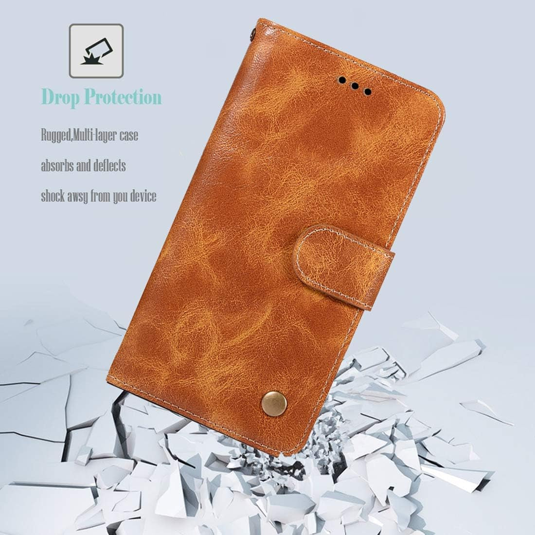 Zoeirc for LG V40 Thinq Case, for LG V40 Case for Girls, PU Leather Wallet Flip Folio Protective Phone Case Cover with Card Slots and Stand for LG V40 / for LG V40 Thinq (2018) (Khaki)  Zoeirc   