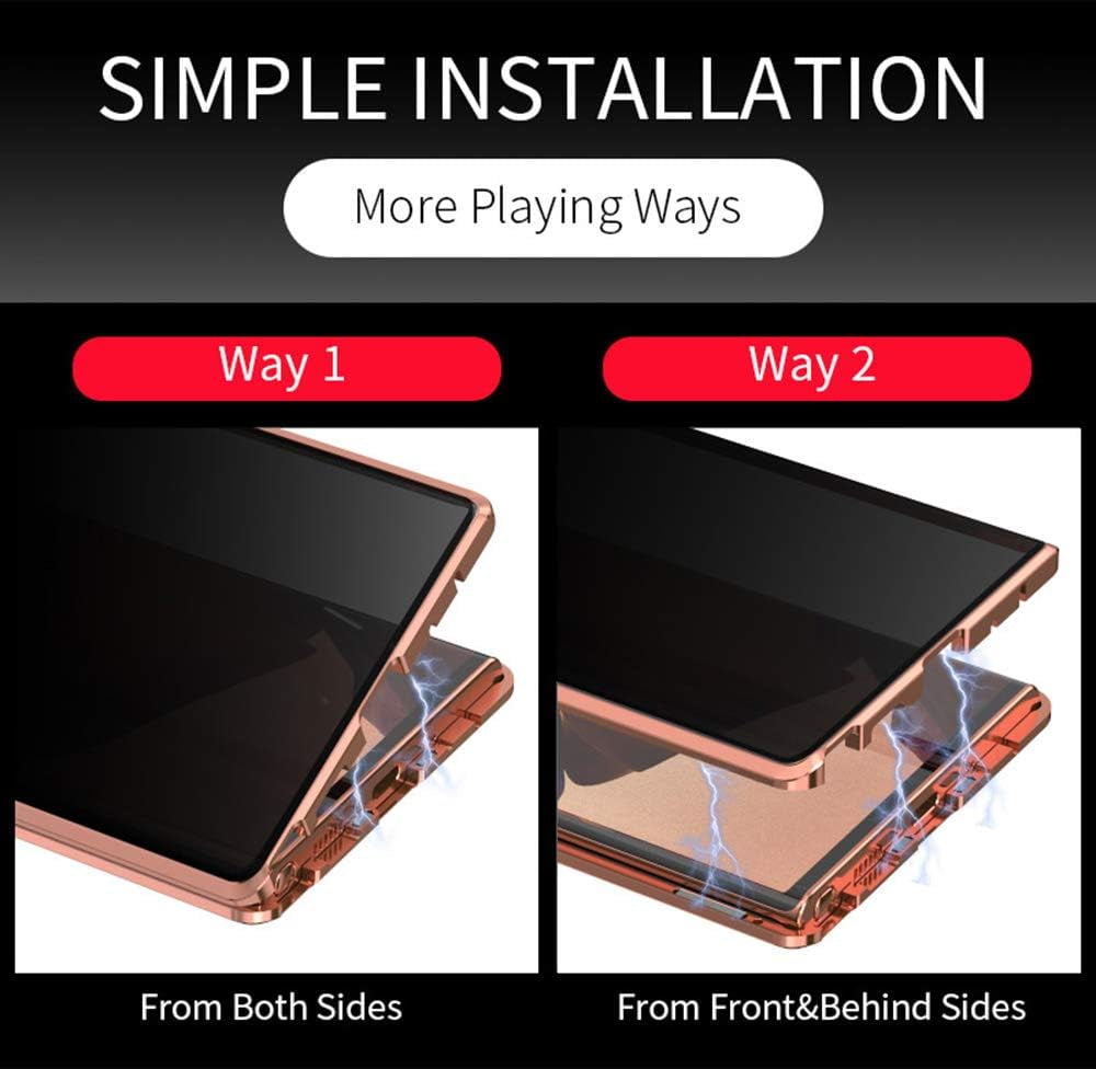 Galaxy Note 20 Ultra Case,Shinetop Privacy Anti-Peeping Magnetic Adsorption Case Metal Frame Front & Back Tempered Glass Flip Anti-Spy Cover Protective Case for Samsung Galaxy Note 20 Ultra (6.9 Inch)  Shinetop   