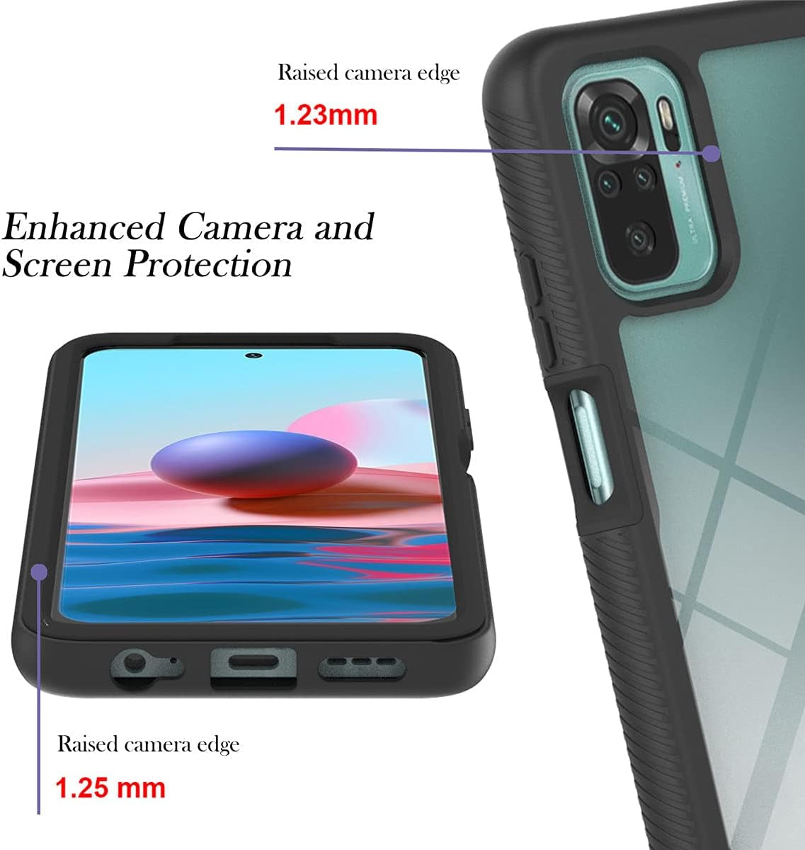 Redmi Note 10 Case, Redmi Note 10S Case, Gift_Source Hybrid Soft Silicone and Hard PC Case Slim 2 in 1 Shockproof Cover Clear Back Shell for Xiaomi Redmi Note 10/Redmi Note 10S 6.43"[Black]  Gift_Source   