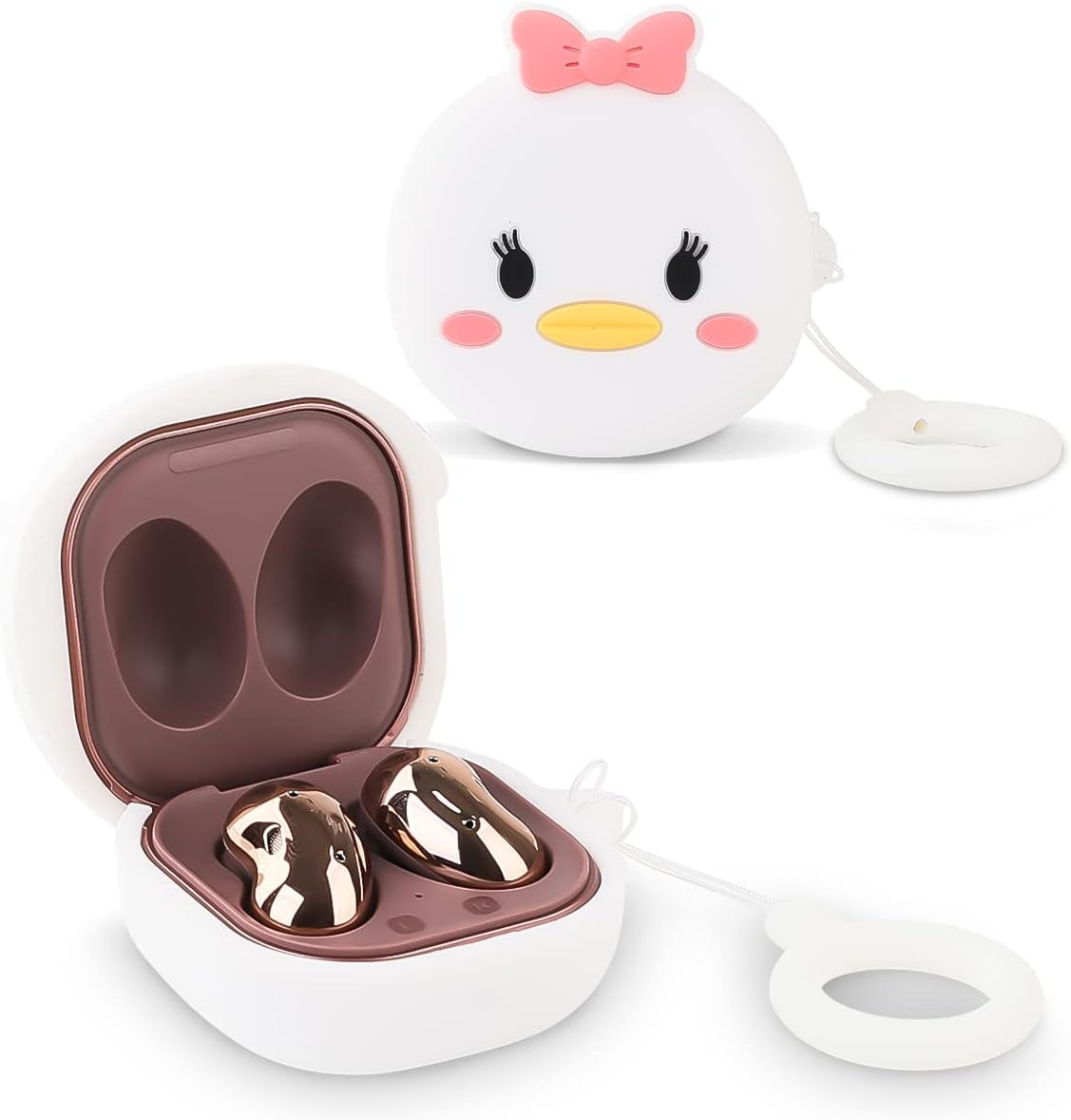 Suublg Silicone Cartoon Earbuds Case Protective Cover with Keychain Fit Designed for Samsung Galaxy Buds2 Pro (2022) /Galaxy Buds 2 (2021) /Galaxy Buds Pro (2021) /Galaxy Buds Live (2020)  Suublg Daisy  