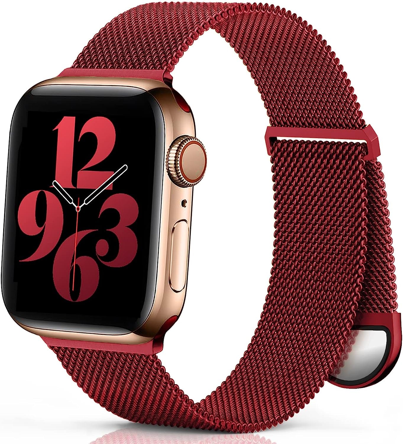 ZALAVER Metal Band Compatible with Apple Watch Bands 38Mm 40Mm 41Mm 42Mm 44Mm 45Mm 49Mm Women Men, Adjustable Magnetic Stainless Steel Mesh Replacement Strap for Iwatch Ultra Series 8 7 6 5 4 3 2 1 SE  ZALAVER Wine Red 42mm/44mm/45mm/49mm 