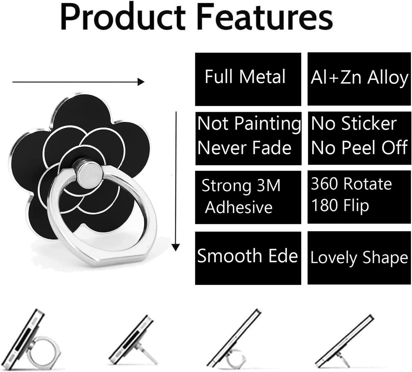 Cell Phone Ring Holder Flower,Fwaytech 360 Rotate Metal Finger Ring Socket Grip Kickstand for Smartphones,4Pack (Flower4)  Shenzhen Fway Technology Ltd   