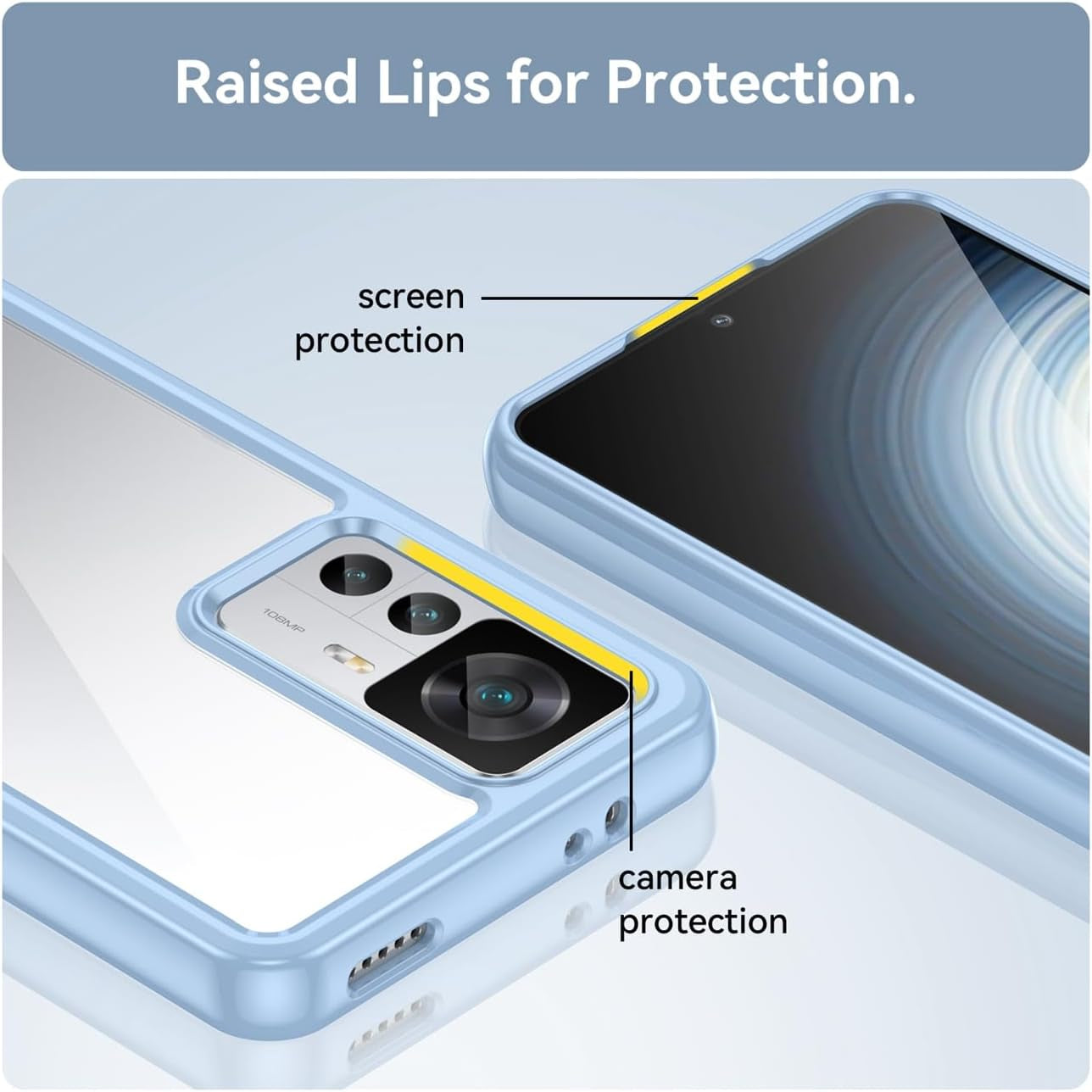 GTBDEKI Clear Case for Xiaomi 12T Pro Case/Xiaomi 12T/Redmi K50 Ultra Case with HD Screen Protector, Shockproof Clear Hard PC + TPU Bumper Protective Cover Case for Xiaomi 12T Pro 5G Crystal Blue  GTBDEKI   