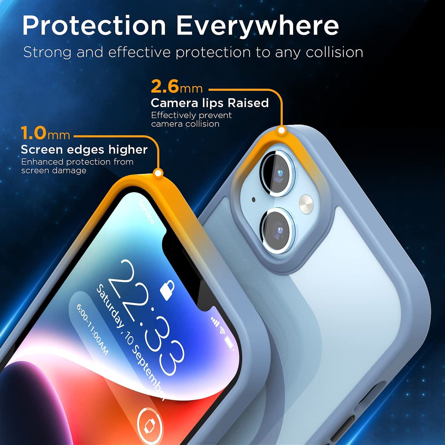 (2023 New) for Iphone 14 Case with Magsafe, [Strong Magnet] [Non-Yellowing] [10FT Military Grade Protection] Magnetic Clear Slim Mag Safe Bumper Thin Cover for (Apple Iphone14, Clear-Sierra Blue)  Gotrays Gavin LLC   