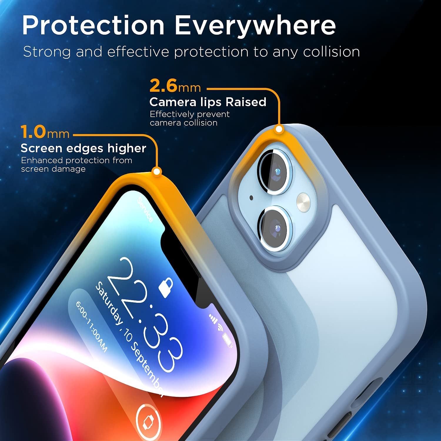 (2023 New) for Iphone 14 Case with Magsafe, [Strong Magnet] [Non-Yellowing] [10FT Military Grade Protection] Magnetic Clear Slim Mag Safe Bumper Thin Cover for (Apple Iphone14, Clear-Sierra Blue)  Gotrays Gavin LLC   