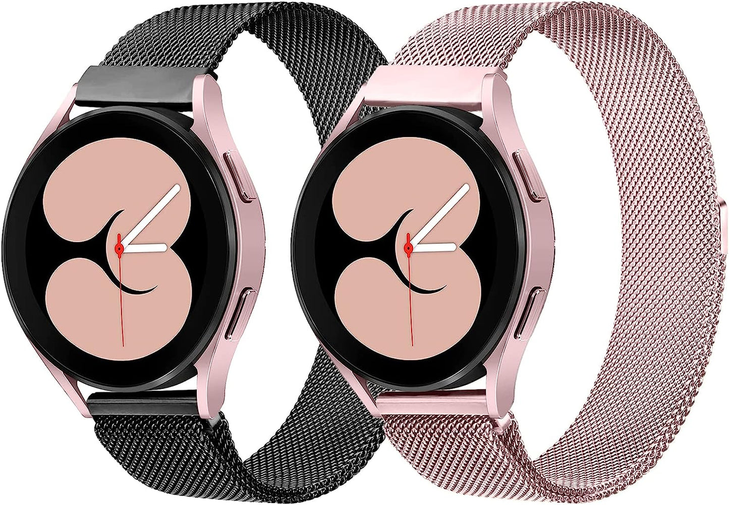 Vomulato Magnetic Bands Compatible with Samsung Galaxy Watch 5/4 40Mm 44Mm,Galaxy Watch 5 Pro 45Mm, Galaxy Watch 4 Classic 42Mm 46Mm, Galaxy Watch 3 41Mm ,Galaxy Active 2/ Active, 20Mm Adjustable Replacement Metal Wristband for Women Men  Vomulato Black-Pink Small 