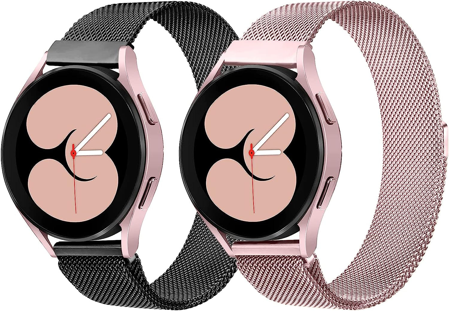 Vomulato Magnetic Bands Compatible with Samsung Galaxy Watch 5/4 40Mm 44Mm,Galaxy Watch 5 Pro 45Mm, Galaxy Watch 4 Classic 42Mm 46Mm, Galaxy Watch 3 41Mm ,Galaxy Active 2/ Active, 20Mm Adjustable Replacement Metal Wristband for Women Men  Vomulato Black-Pink Small 