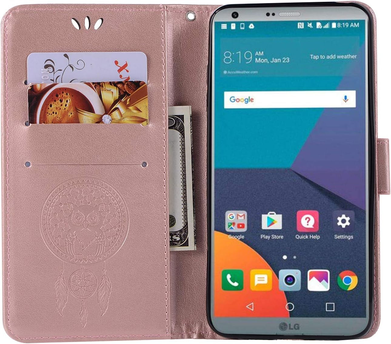 SCIMIN Leather Case for LG G6,Wallet Case for LG G6,PU Leather Embossed Floral Flip Case with Credit Card Holder for LG G6  SCIMIN TECH Rose Gold  