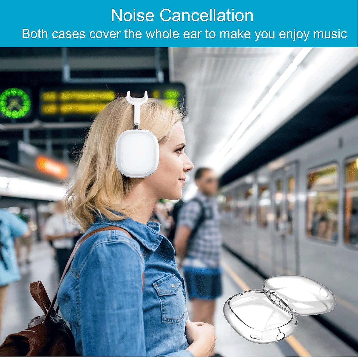 ULITIQ Compatible with Airpods Max Case Cover with Holder under Desk, Soft Case Transparent. Ultra Headphone Protective Cover for Air Pod Max Accessories, Clear (2 Cases+2 Holder)  ULITIQ   