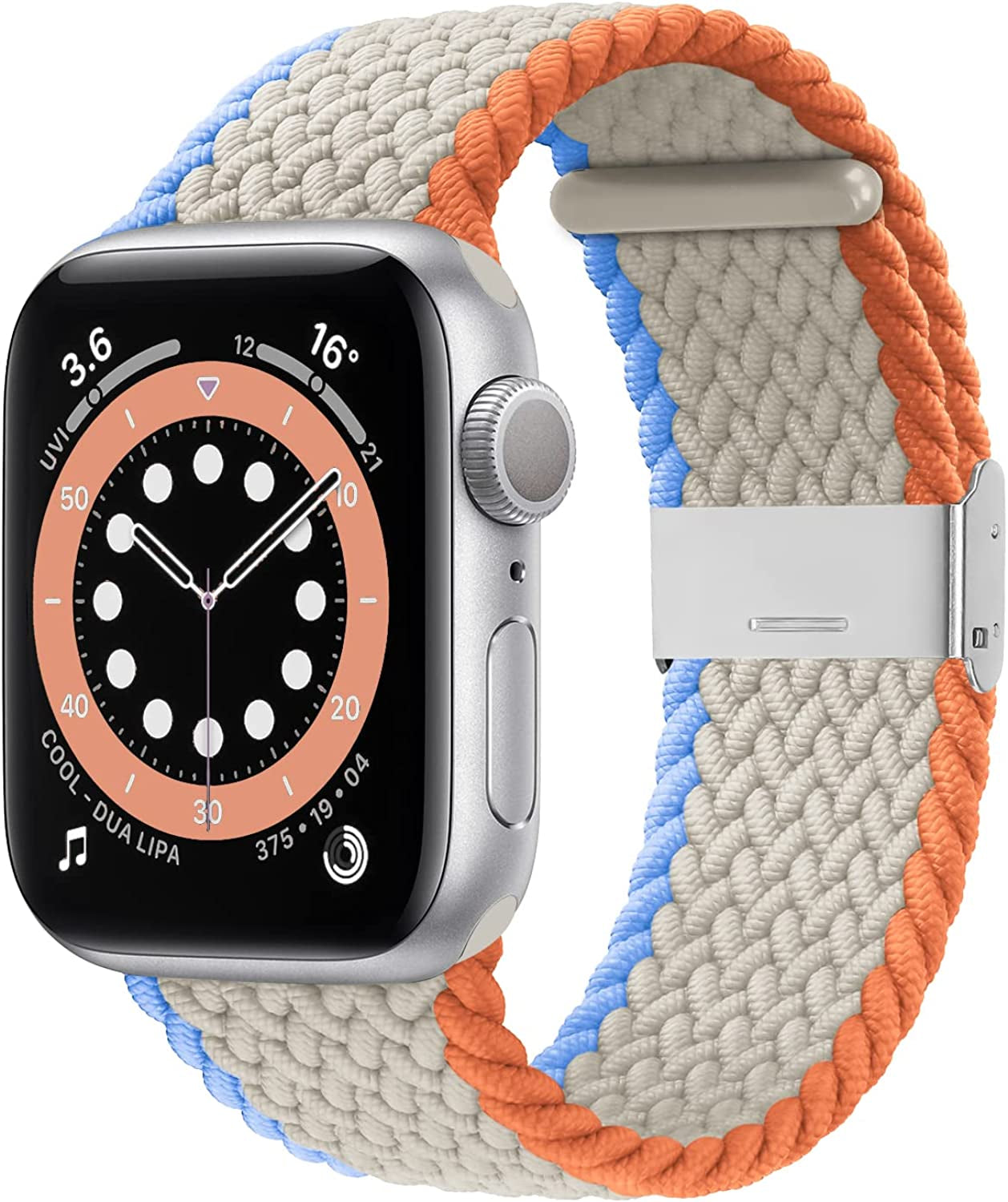 Bagoplus Compatible with Apple Watch Iwatch Bands 49Mm 38Mm 40Mm 41Mm 42Mm 44Mm 45Mm Women Men, Adjustable Braided Solo Loop Stretchable Elastics Sport for Iwatch Series 8/7/6/Se/5/4/3/2/1/Ultra  Bagoplus Seashell 42mm/44mm/45mm/49mm - 5.5"-8.5" 