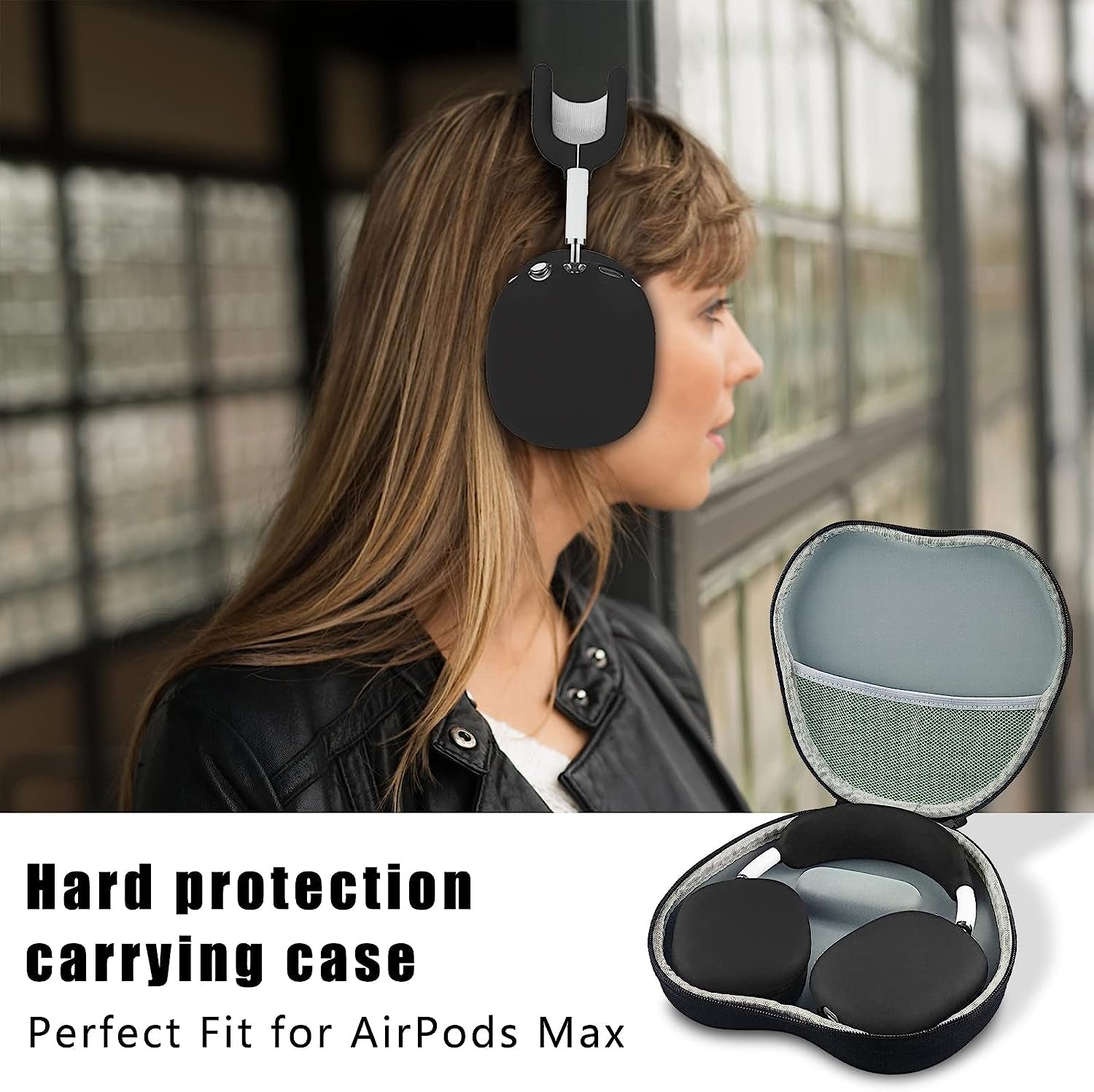 Aiaabq Hard Case for Airpods Max,Travel Carrying Headphone Case Include Silicone Anti-Scratch Ear Pad Case Cover/Ear Cups Cover/Headband Cover,Airpods Max Protective Portable Storage Bag (Black)  Aiaabq   