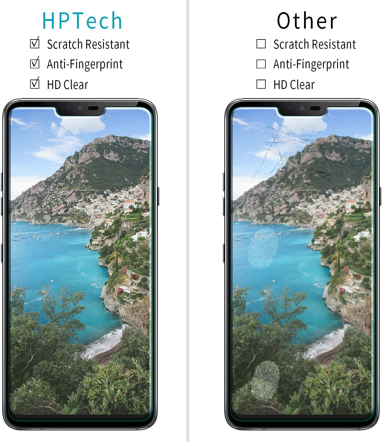 Hptech 2-Pack Compatible for LG G7 Thinq Screen Protector Tempered Glass, 9H Hardness, Bubble Free, Case Friendly  HPTech   