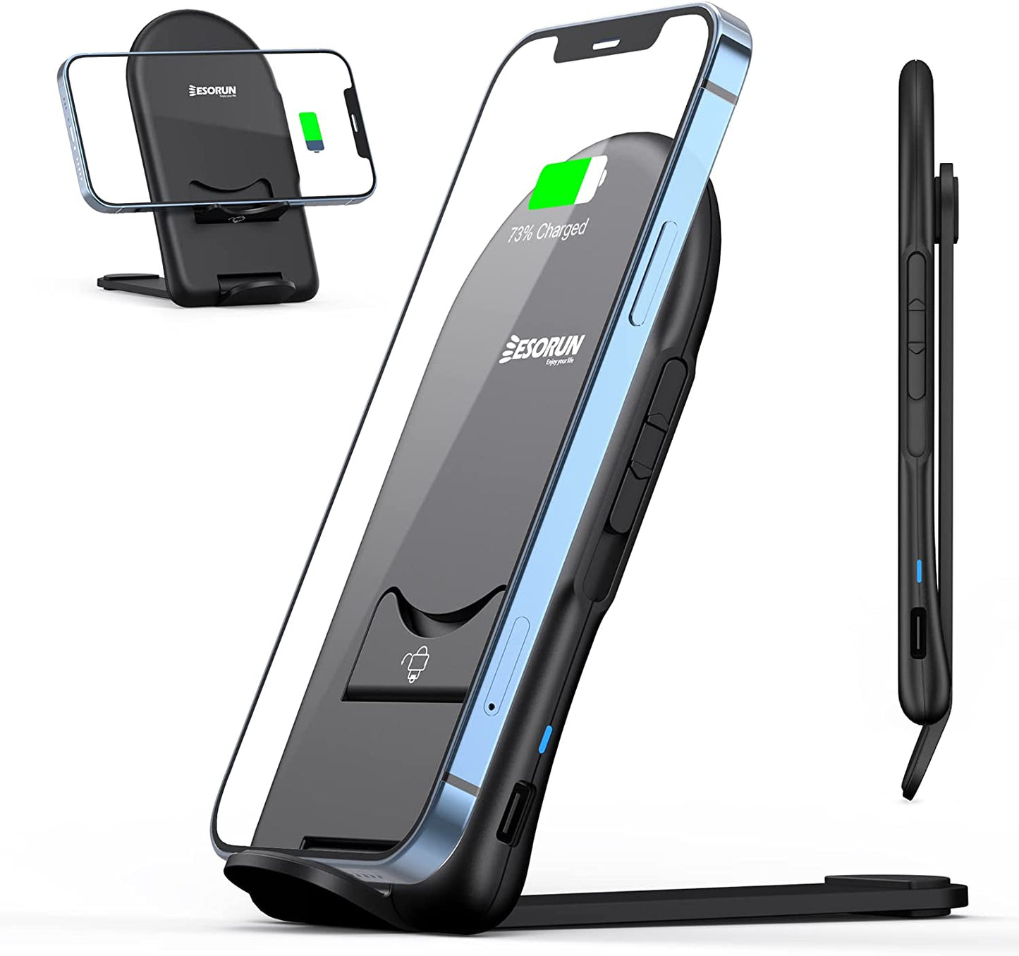 Wireless Charger Stand,15W Fast Charging Pad for Qi Device,Compact Phone Charger Stand for Iphone 14/13/12/11 Pro Max/8 Plus/Xr/Xs/Se,Pixel 6/5/4,Samsung Galaxys22/S21/S20/S10/S9/Note20/10(No Adapter)  esorun   