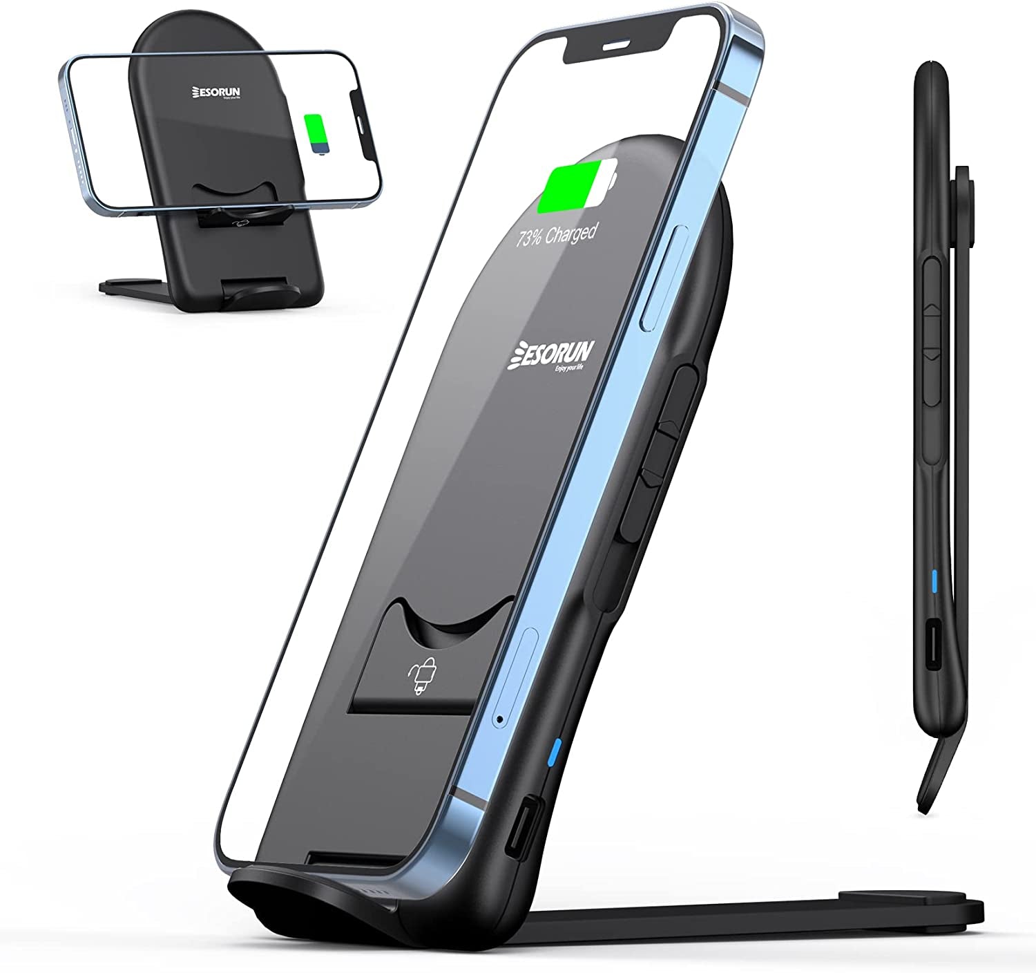 Wireless Charger Stand,15W Fast Charging Pad for Qi Device,Compact Phone Charger Stand for Iphone 14/13/12/11 Pro Max/8 Plus/Xr/Xs/Se,Pixel 6/5/4,Samsung Galaxys22/S21/S20/S10/S9/Note20/10(No Adapter)  esorun   