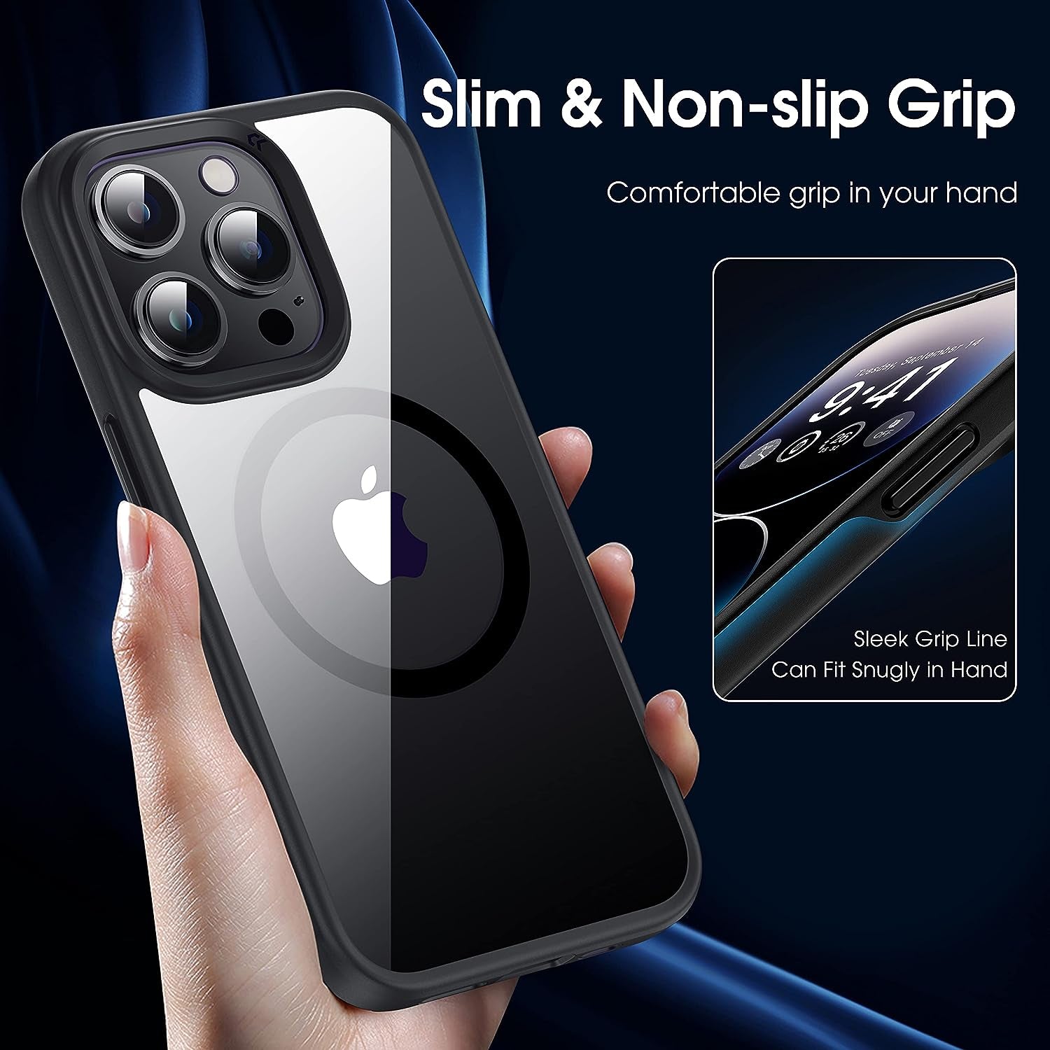 CASEKOO Strong Magnetic Clear for Iphone 14 Pro Max Case Transparent Back with Removable Magnetic Kickstand [Anti-Yellowing] [Compatible with Magsafe] Shockproof Protective Slim Cover 6.7 Inch, Black  CASEKOO   